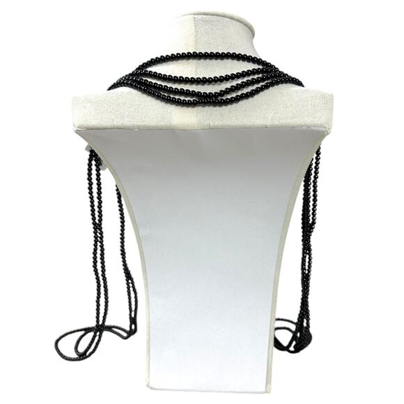 Free People Too Late Shoulder Pearl Necklace NWT Coquette Dainty Black - Picture 3 of 8